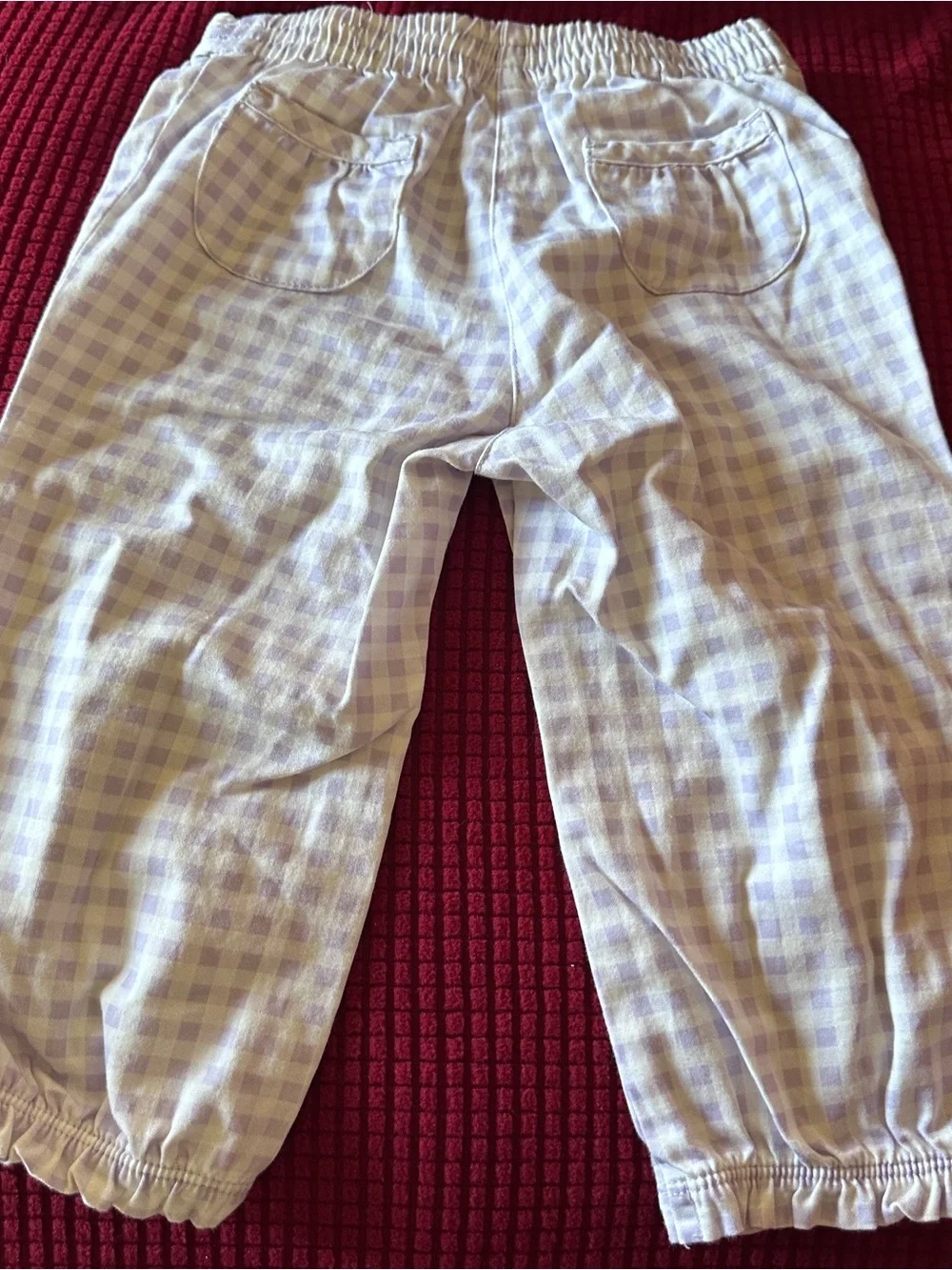 Gymboree purple checkered cotton pants vguc size 12-18 months